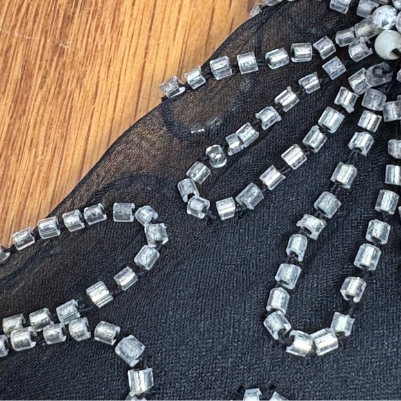 SCALA Embroidered Silk Formal Evening Jacket Silver Floral Beading - Picture 11 of 16